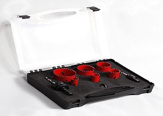 9PC HSS 두금속 구멍은 플라스틱 상자, 구멍 절단기 드릴용 날을 가진 톱 세트를