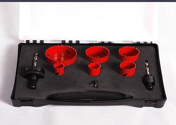 9PC HSS 두금속 구멍은 플라스틱 상자, 구멍 절단기 드릴용 날을 가진 톱 세트를