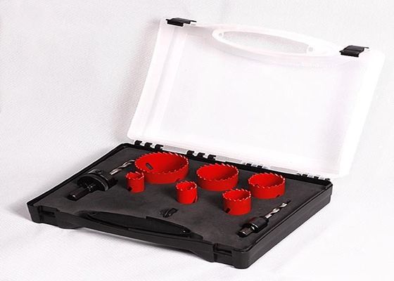 9PC HSS 두금속 구멍은 플라스틱 상자, 구멍 절단기 드릴용 날을 가진 톱 세트를